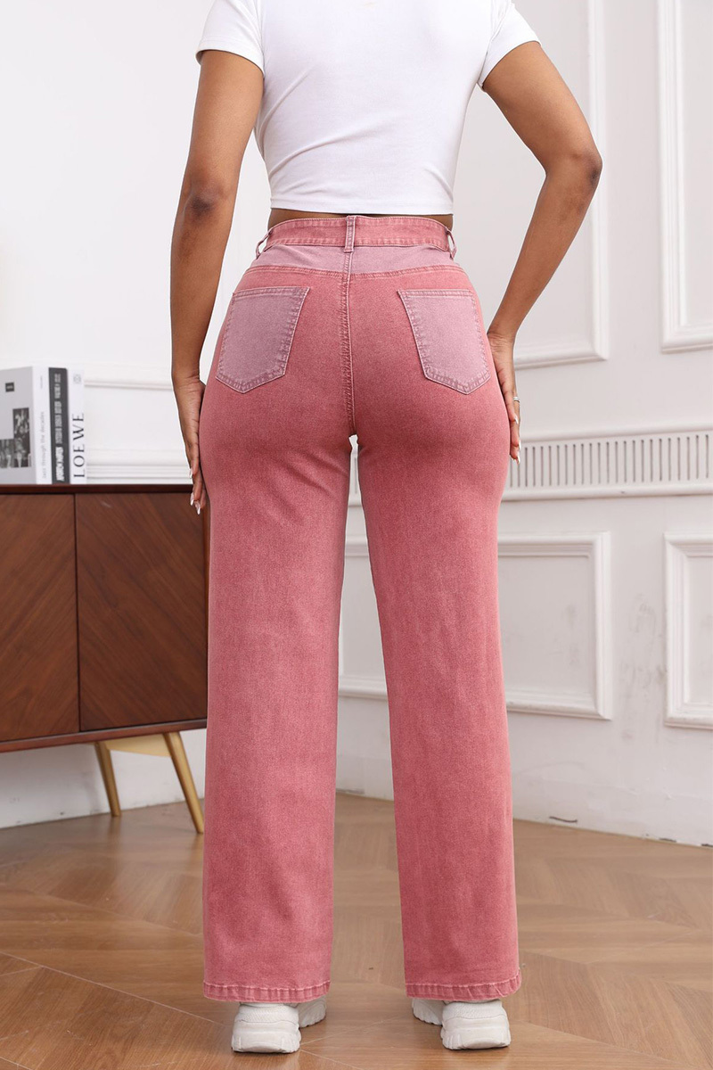 Casual Stretch Color-Block Washed Jeans