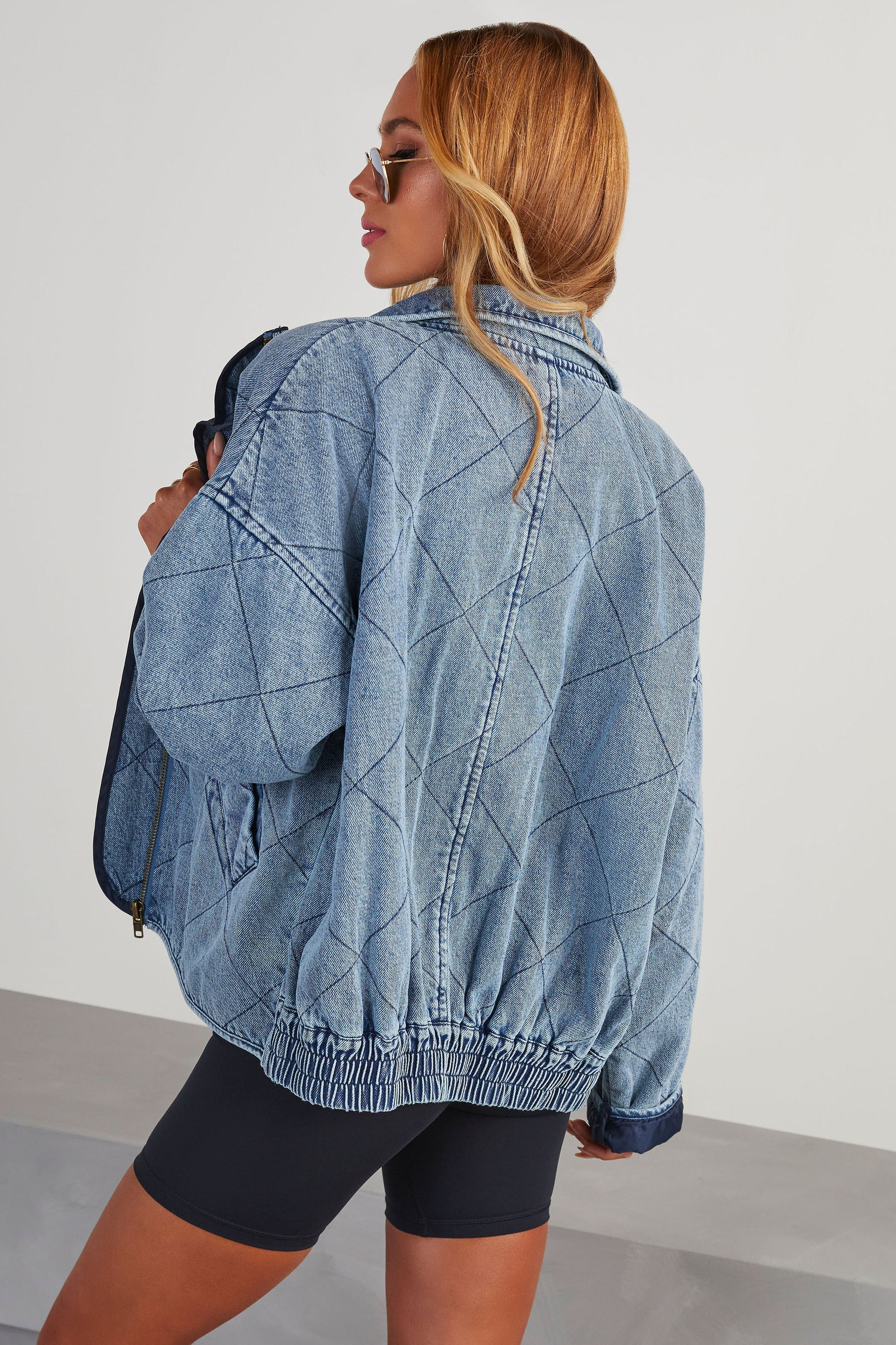 Women's Casual Quilted Thick Lapel Denim Jacket