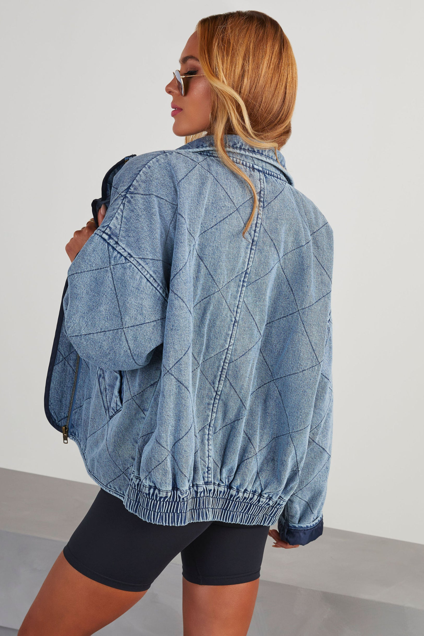 Women's Casual Quilted Thick Lapel Denim Jacket