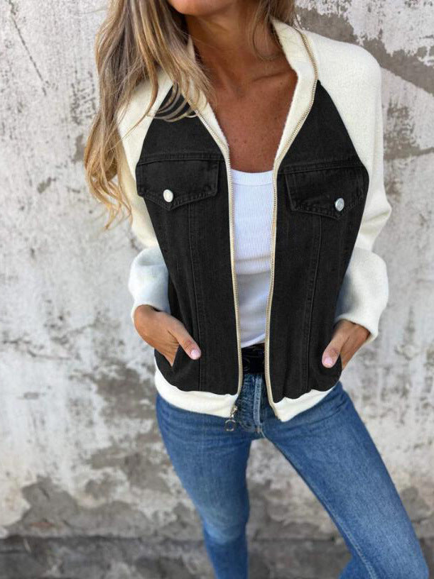 Women's Zippered Denim Casual Jacket