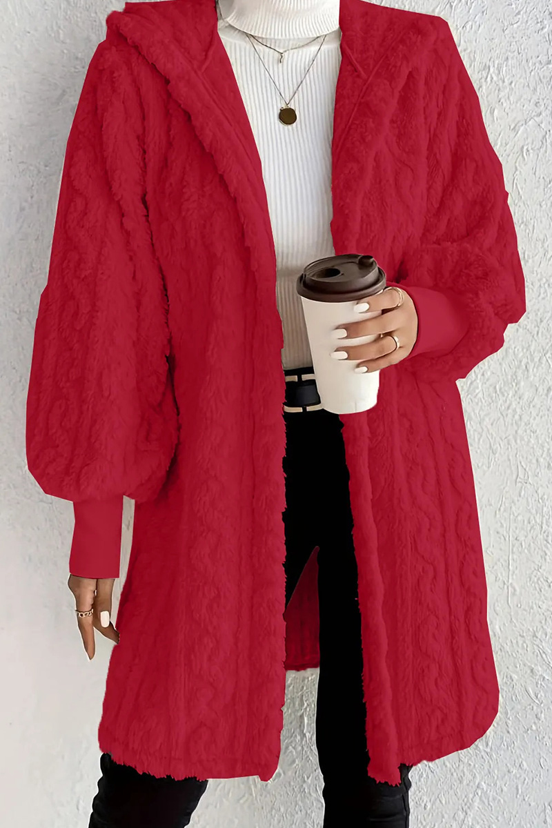 Women's Casual Warm Hooded Loose Fit Plush Coat