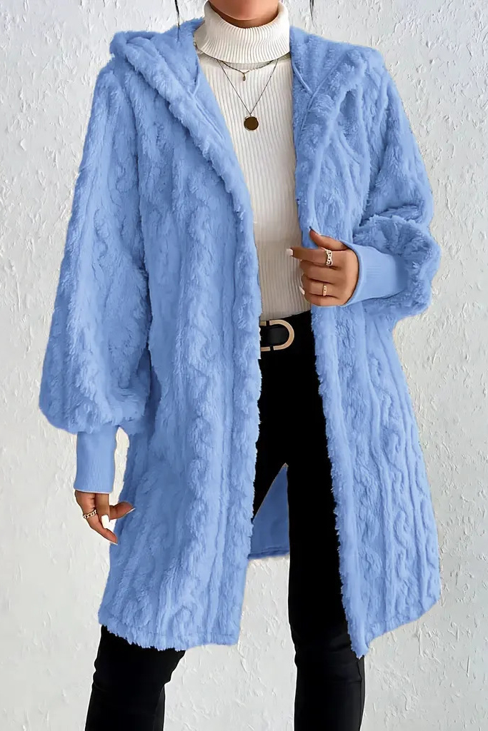Women's Casual Warm Hooded Loose Fit Plush Coat