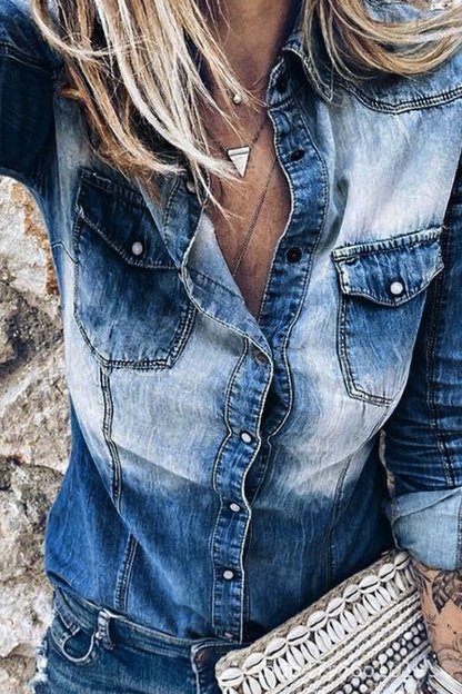 Vintage Ombre Denim Wash Shirt