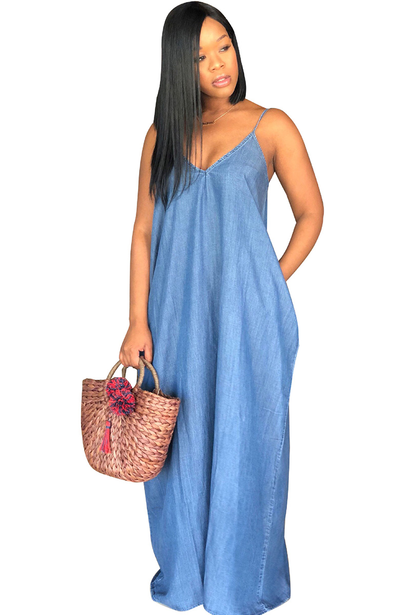 Fashion Loose Fit Sleeveless Denim Dress