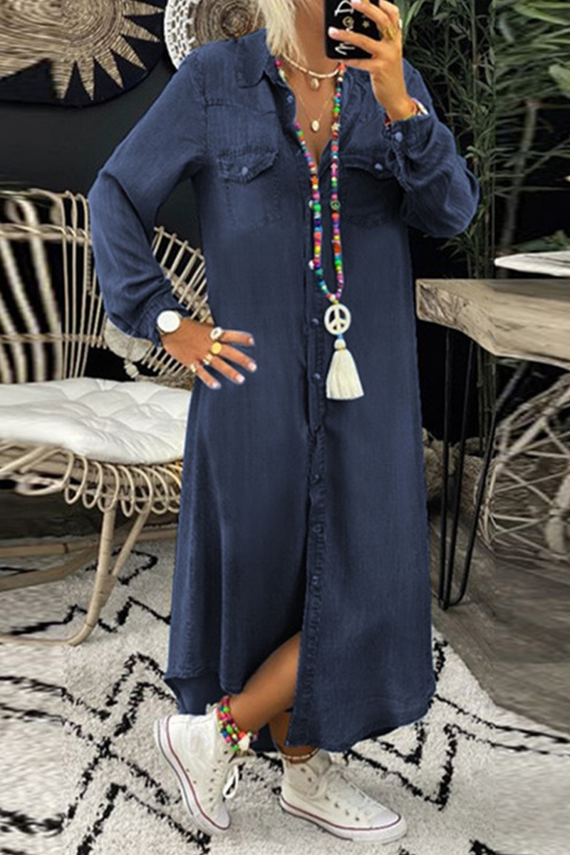 Women's Shirt Collar Denim Casual Dress