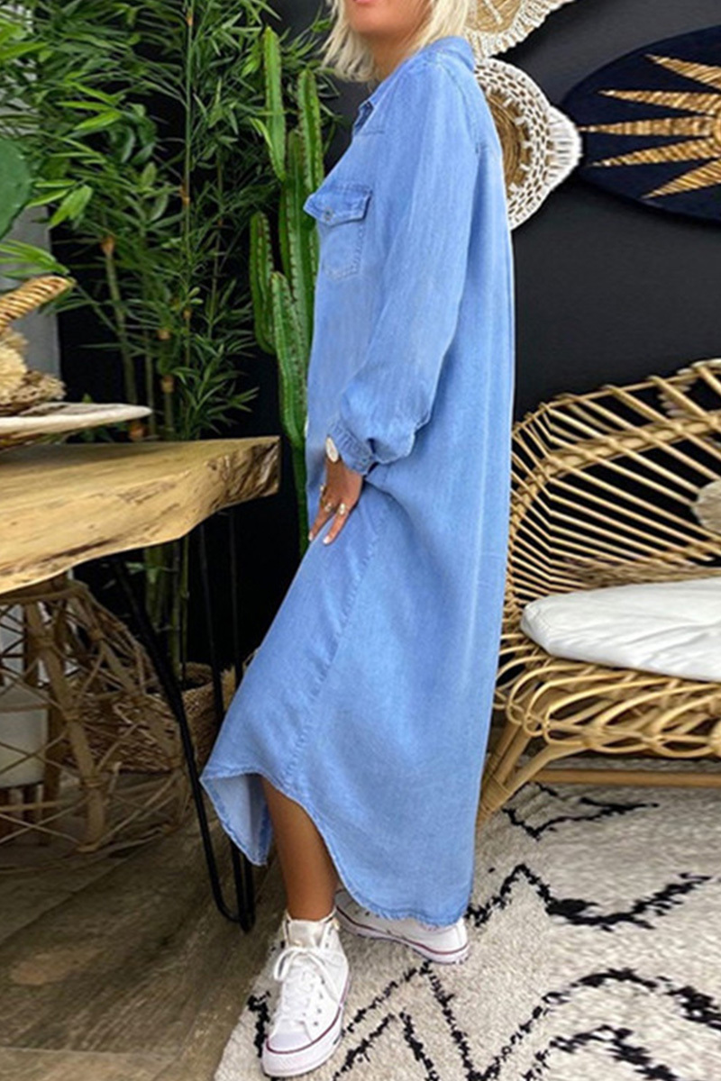 Women's Shirt Collar Denim Casual Dress