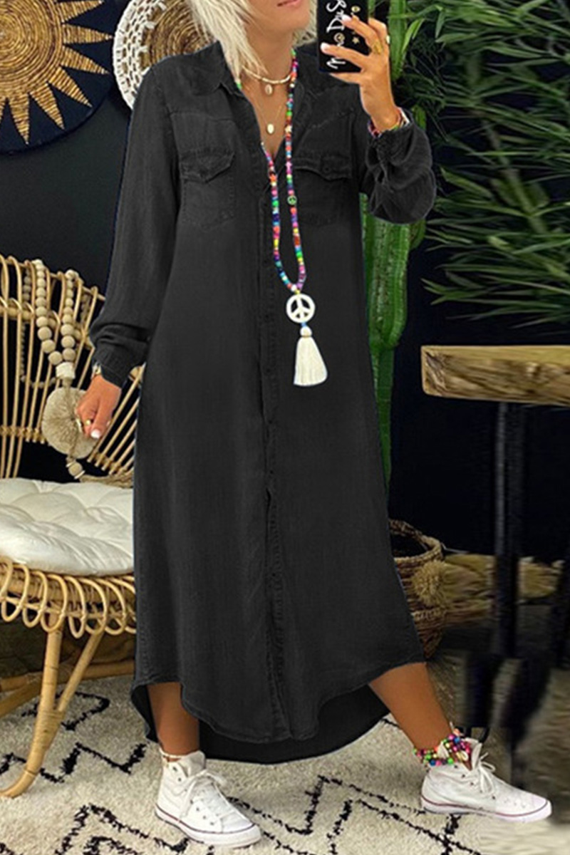 Women's Shirt Collar Denim Casual Dress