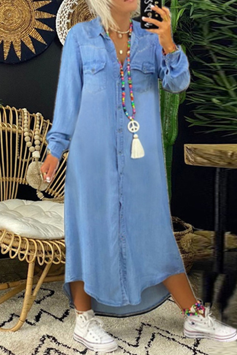 Women's Shirt Collar Denim Casual Dress