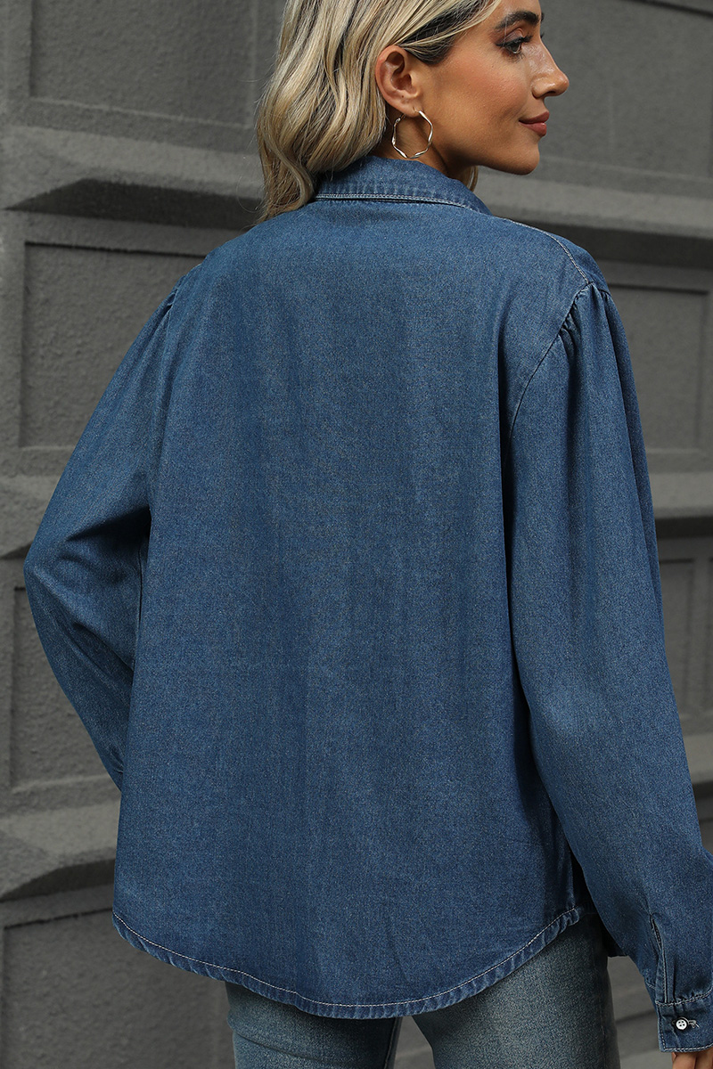 Washed Loose Long Sleeve Denim Shirt