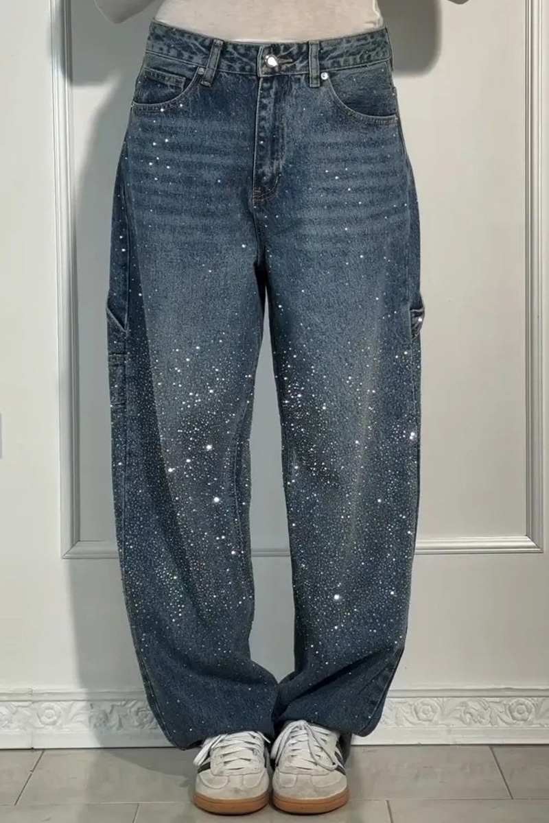 Women Fashionable Star-studded Rhinestone Jeans
