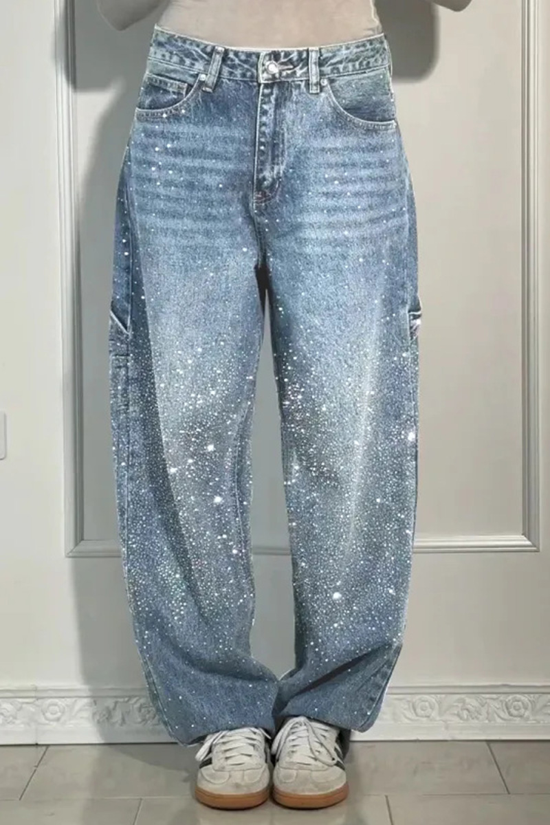 Women Fashionable Star-studded Rhinestone Jeans