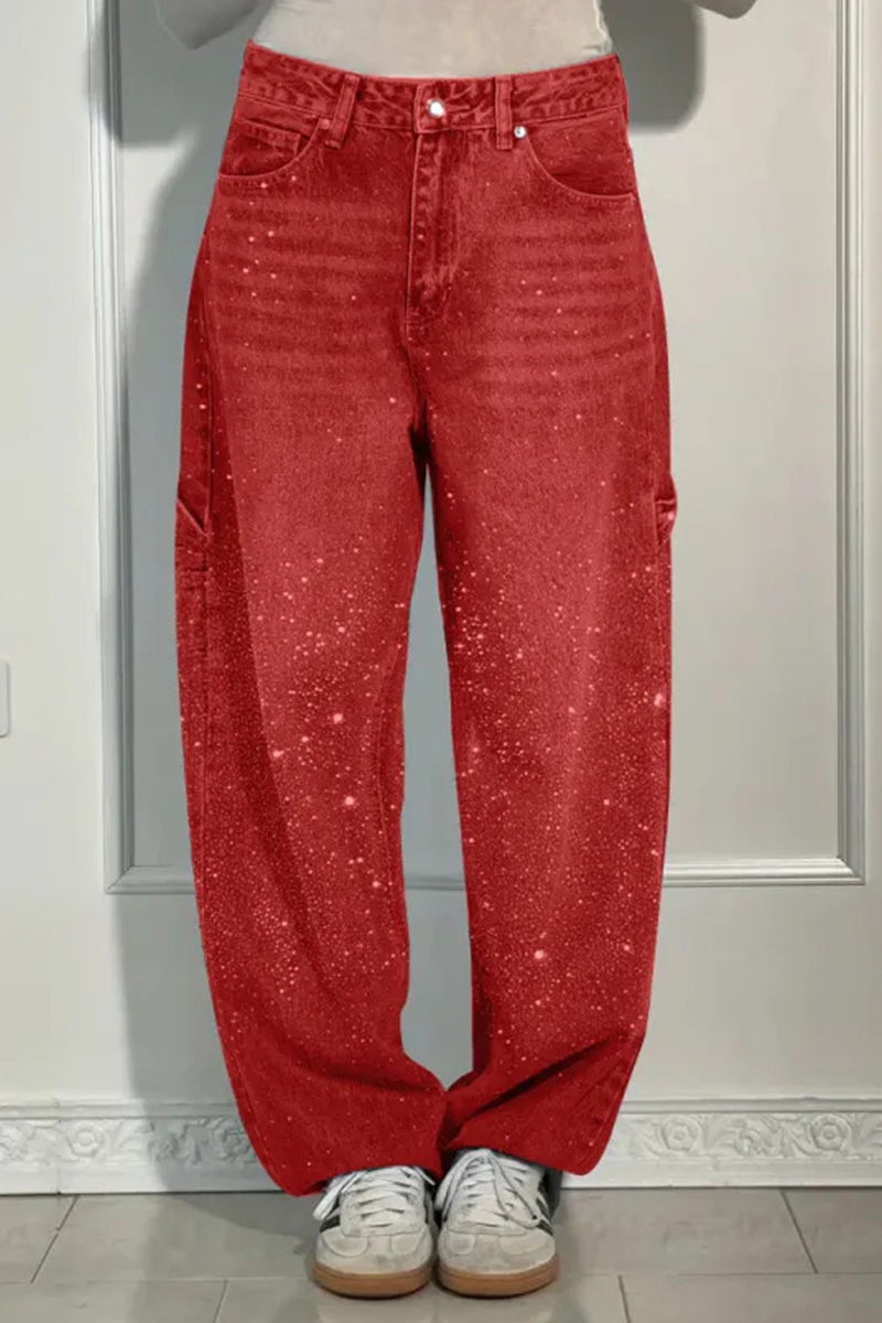 Women Fashionable Star-studded Rhinestone Jeans