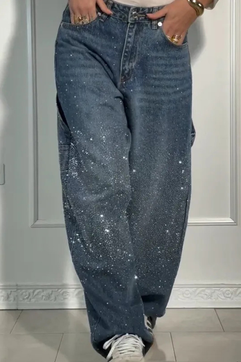 Women Fashionable Star-studded Rhinestone Jeans