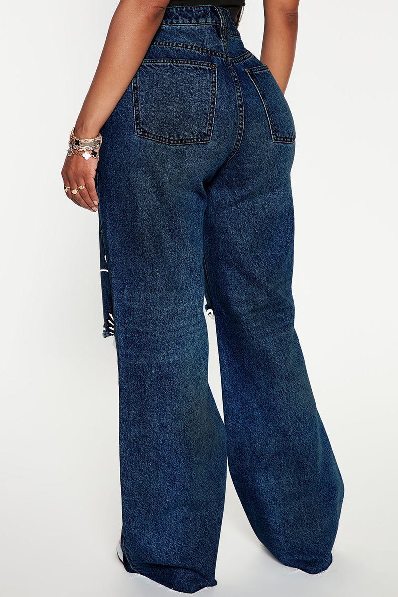 Fashionable Ripped High Waisted Denim Jeans