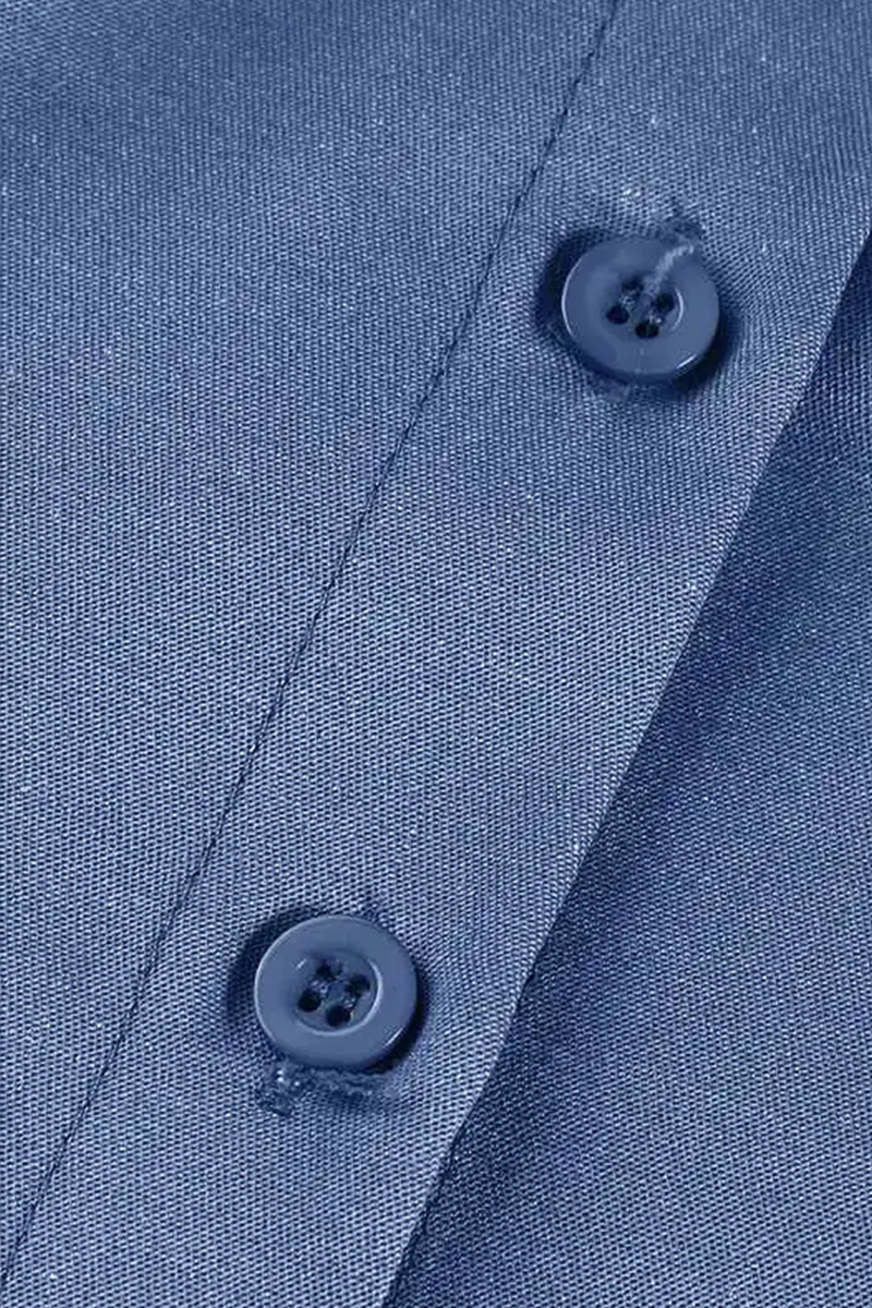 Women Shirt Collar Pocket Flared Casual Denim Dress