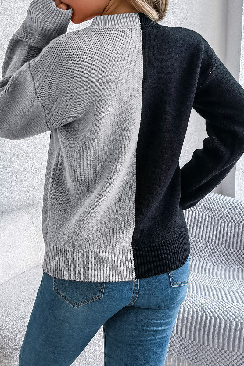 Women Halloween Ghost Pumpkin Contrast Long Sleeve Pullover Sweater