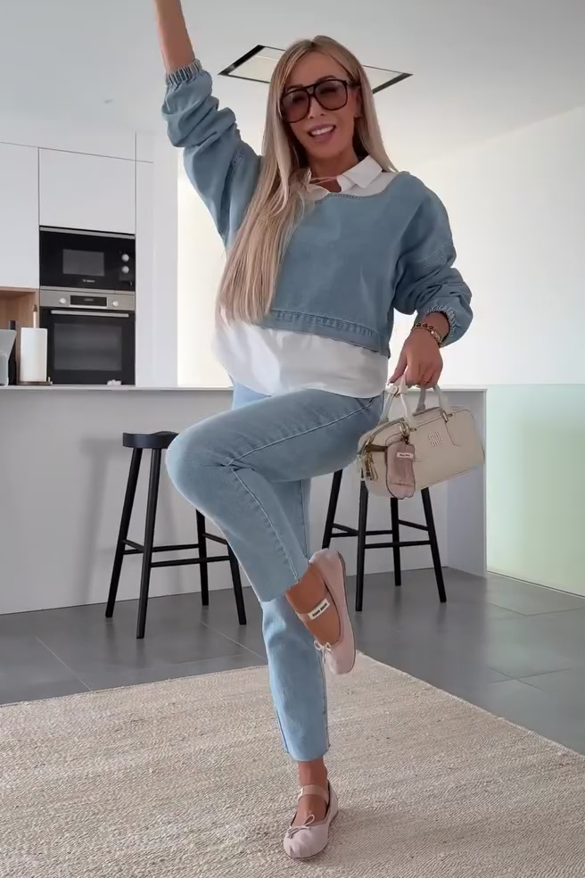 Fashion Shirt Fabric Panel Denim Hoodie