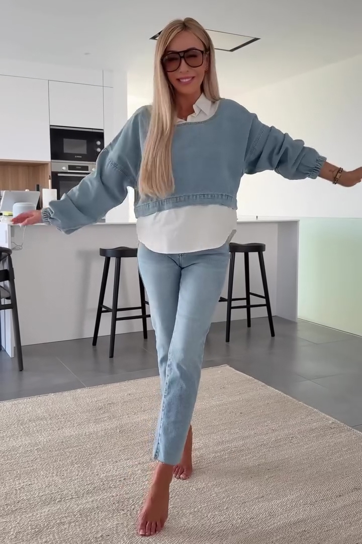 Fashion Shirt Fabric Panel Denim Hoodie