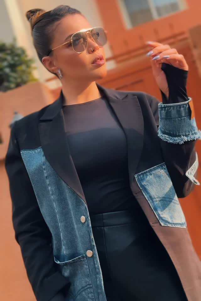 Women's Designer Denim Panel Blazer