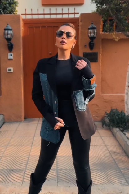 Women's Designer Denim Panel Blazer