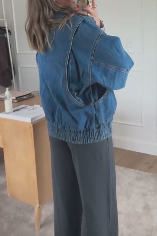 Women's Relaxed Denim Bomber Jacket