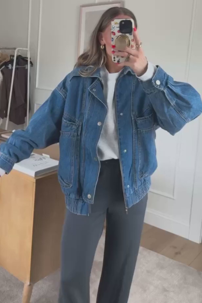 Women's Relaxed Denim Bomber Jacket