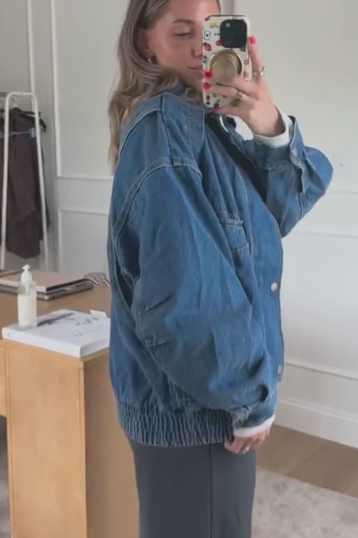 Women's Relaxed Denim Bomber Jacket