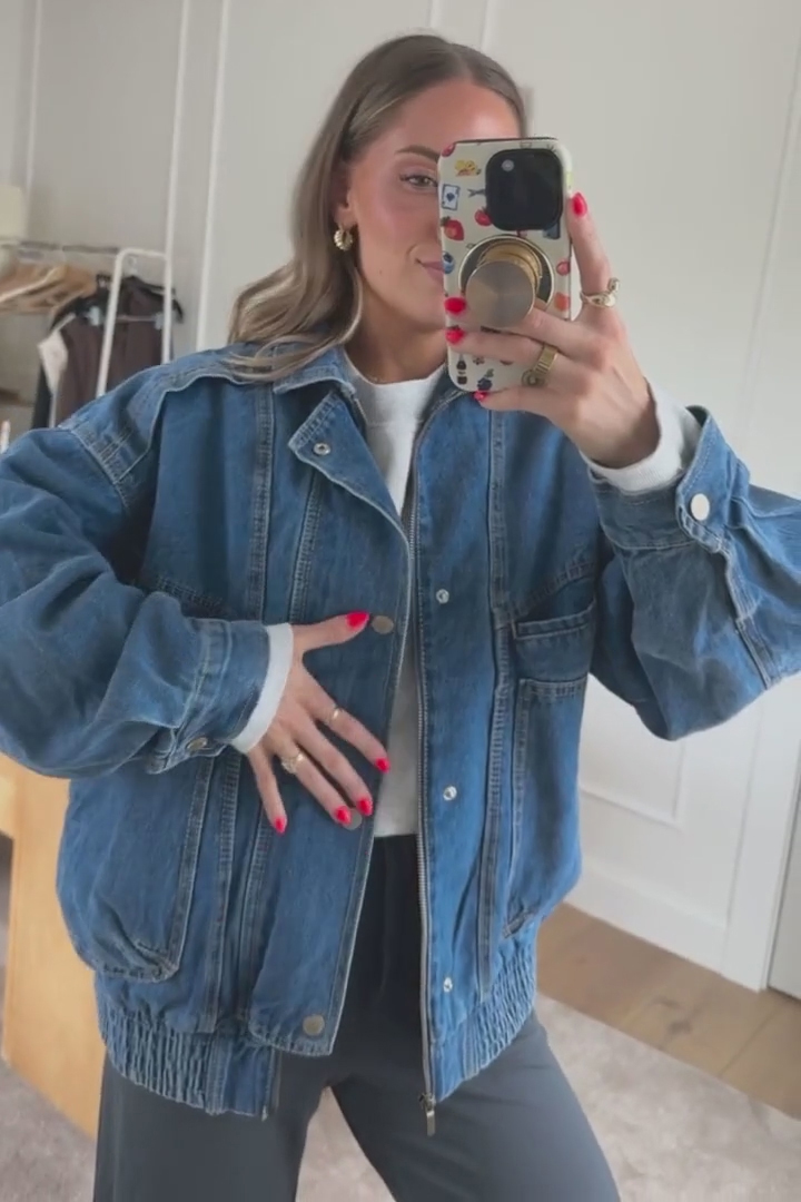 Women's Relaxed Denim Bomber Jacket