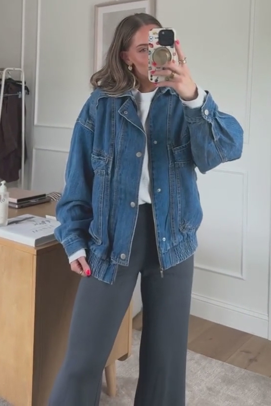 Women's Relaxed Denim Bomber Jacket