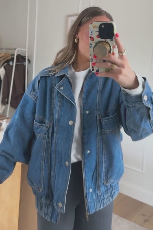 Women's Relaxed Denim Bomber Jacket