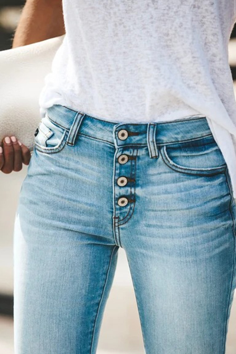 Women's Stretch Ripped Mid-Rise Jeans