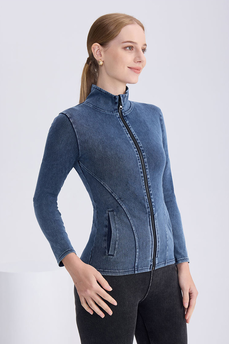 Women's Slim Fit Denim Zip-Up Sports Jacket