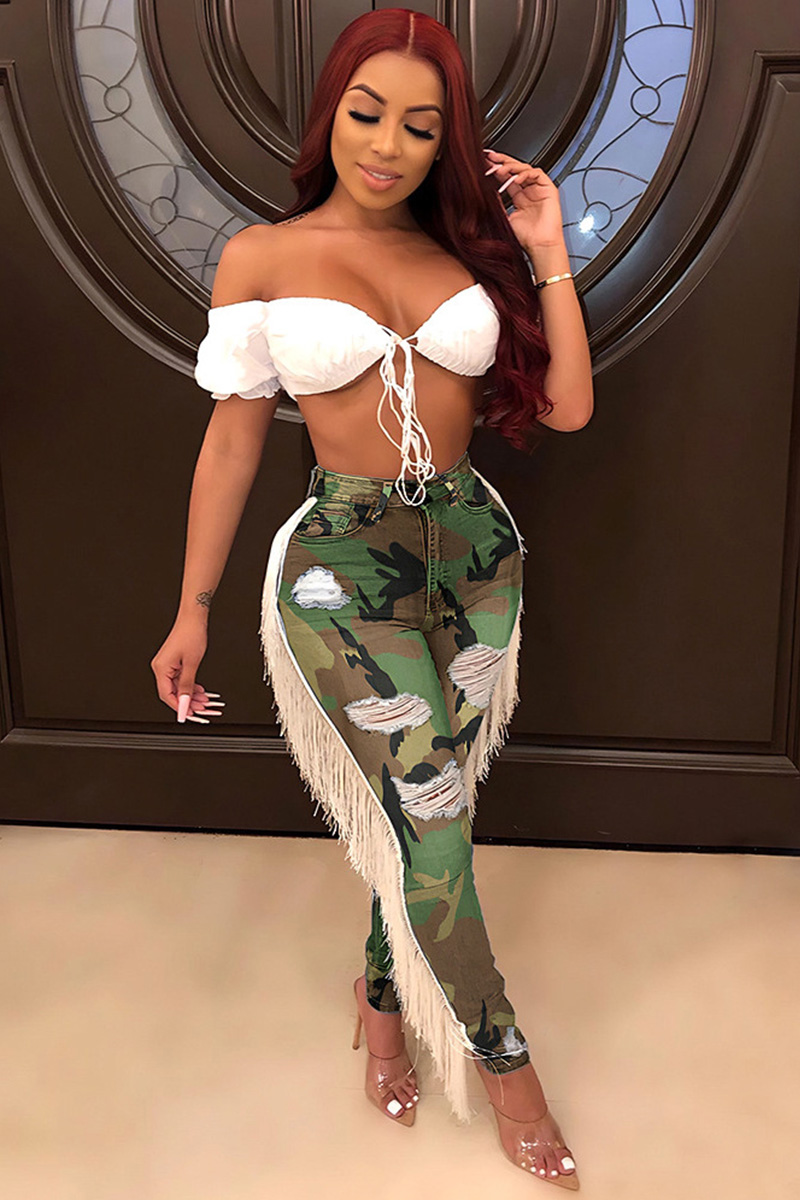 Women's Fringe Ripped Jeans