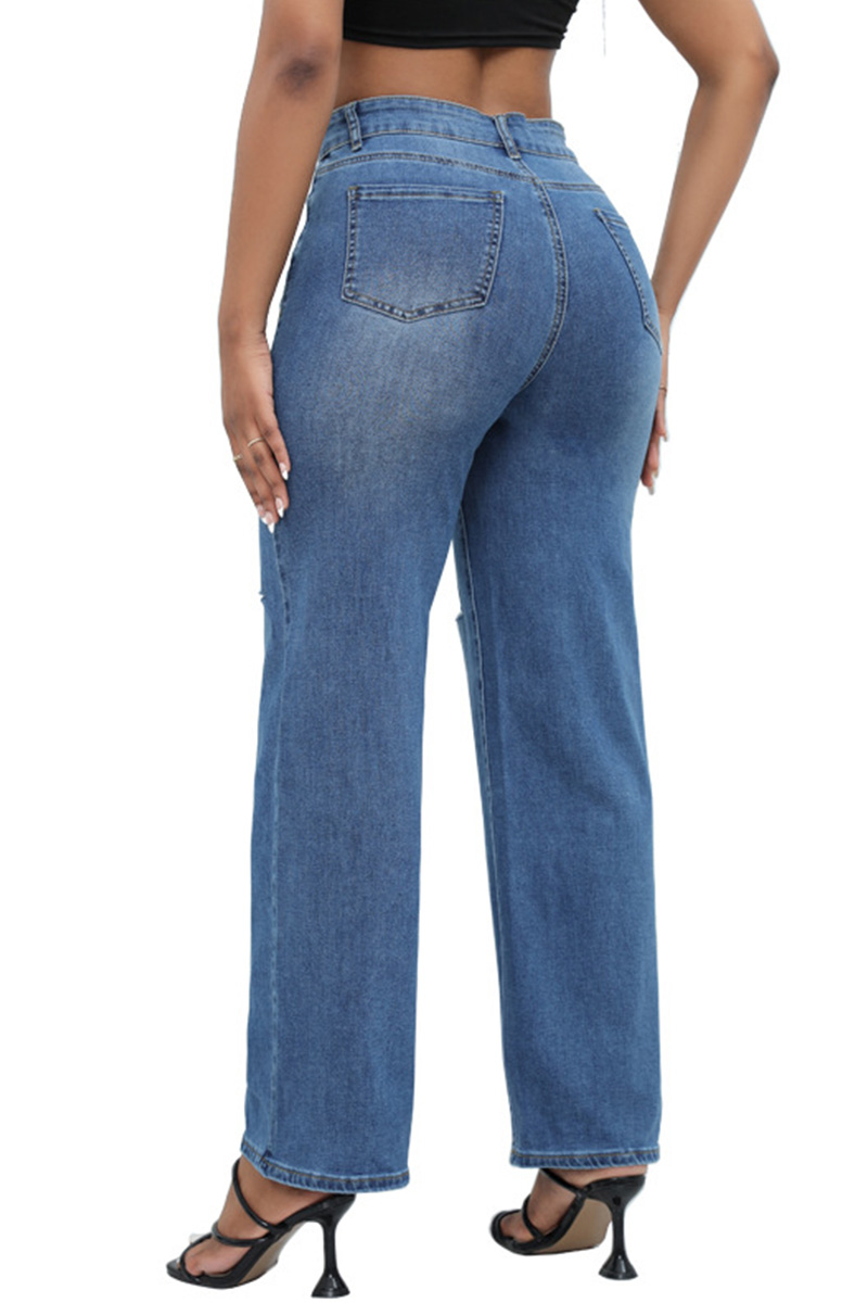 Fashionable Casual Trendy Mid Rise Wide Leg Jeans
