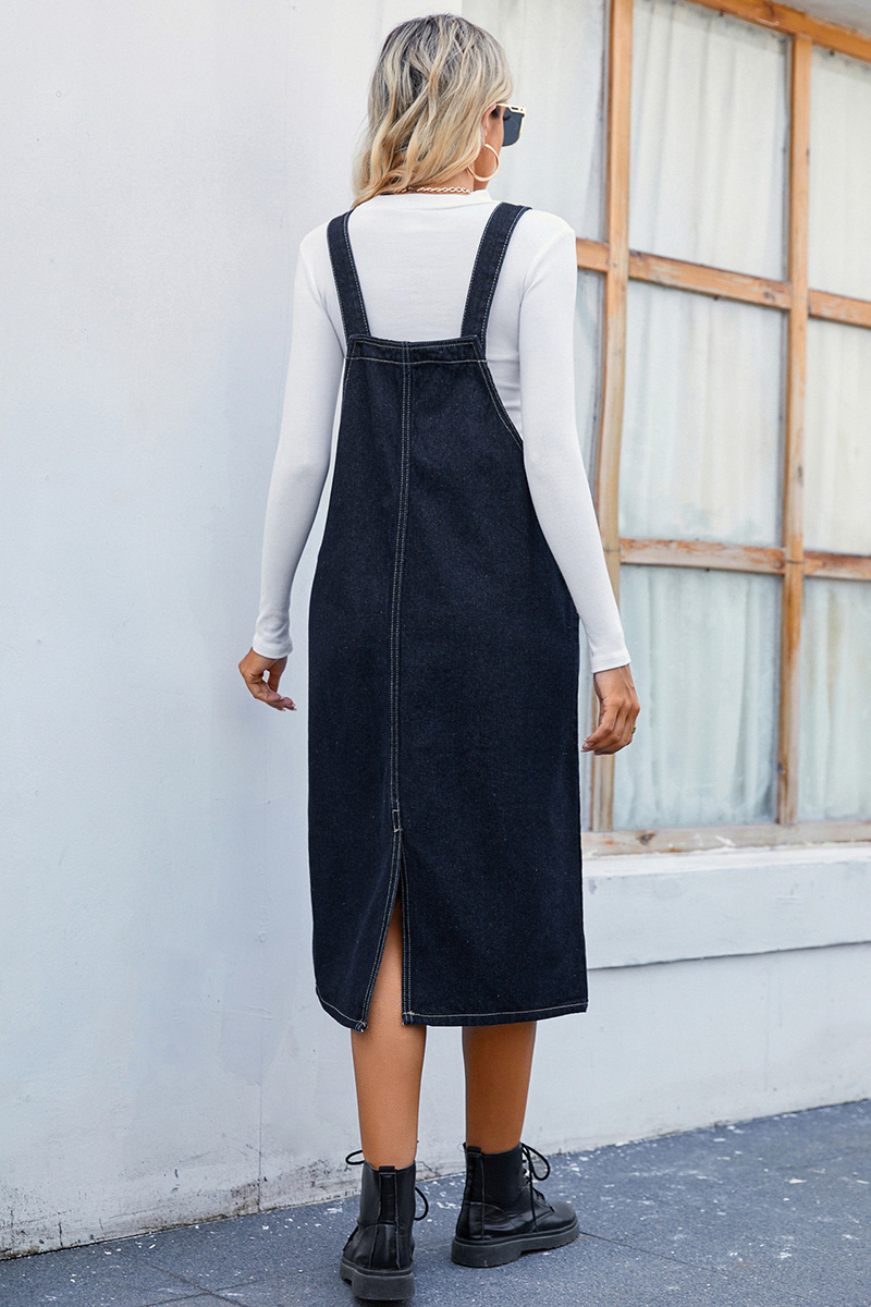 Women's Casual Denim Pinafore Dress