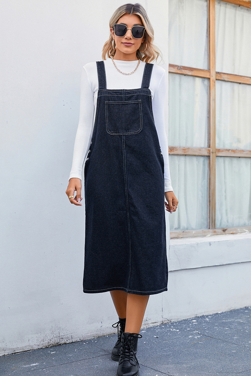 Women's Casual Denim Pinafore Dress