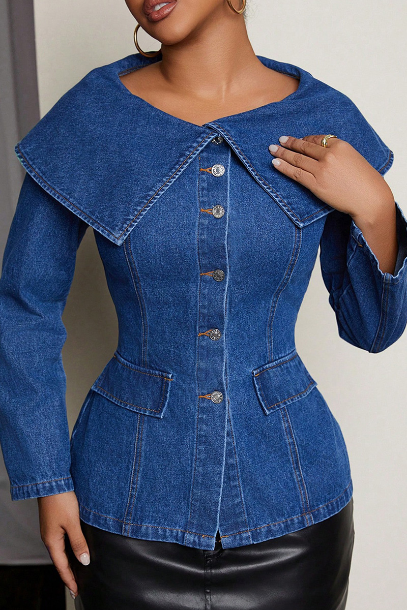 Women’s Vintage Wide-Lapel Denim Jacket