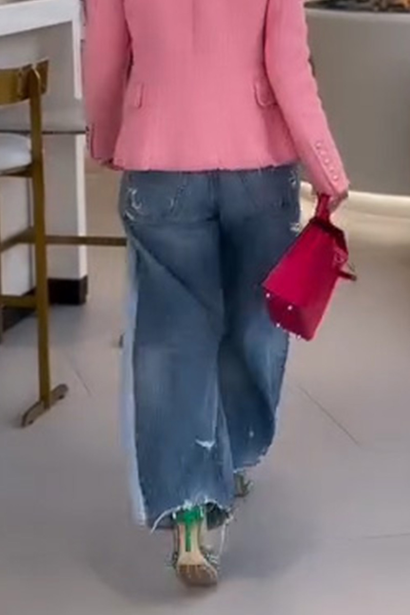 Women's Vintage Floral Print Ripped Washed Jeans