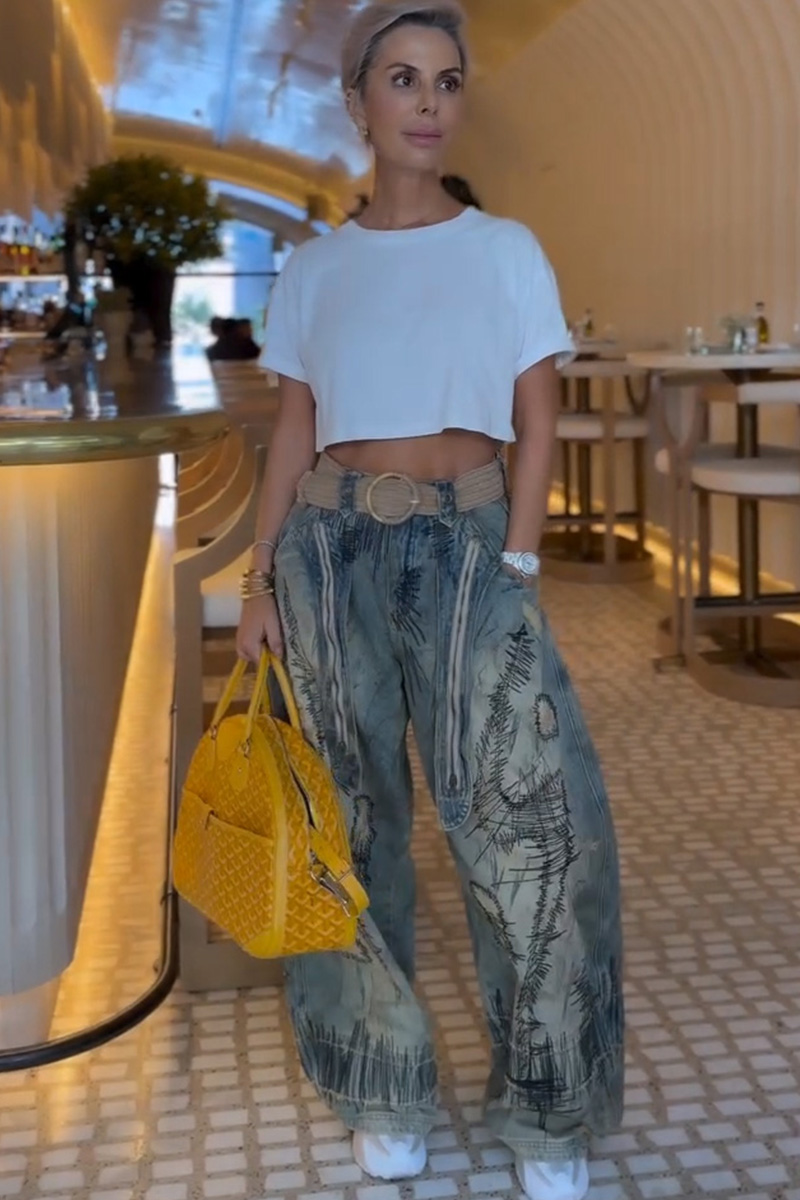 Women's Casual Abstract Embroidered Cocoon Jeans