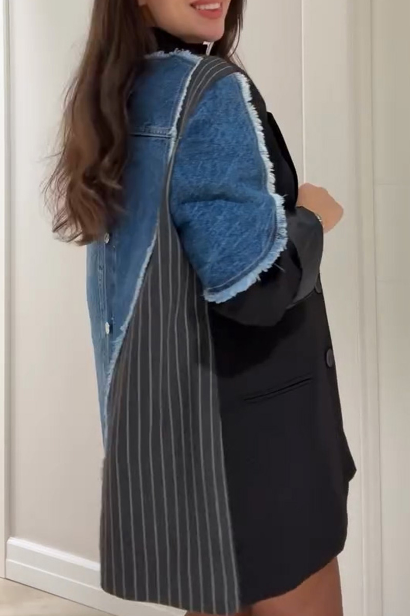 Women's Fashion Denim Panel Blazer
