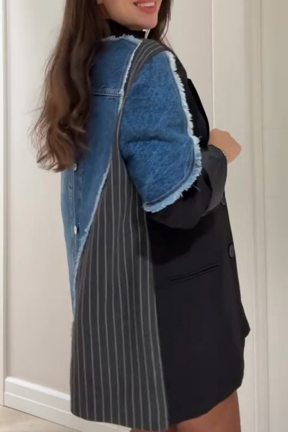 Women's Fashion Denim Panel Blazer