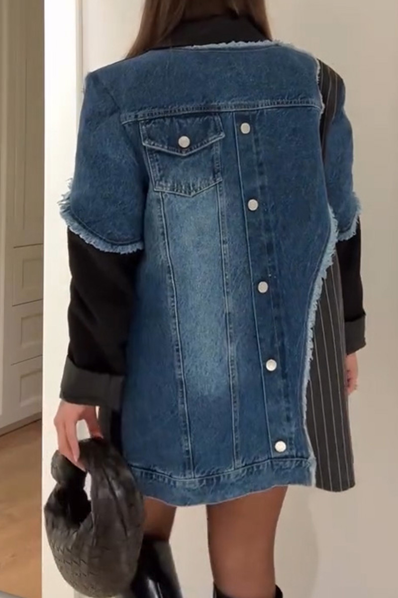 Women's Fashion Denim Panel Blazer