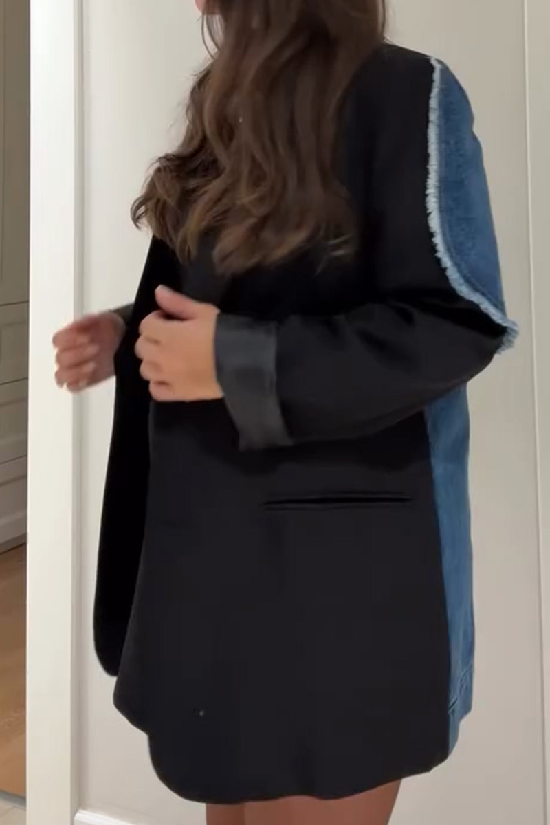 Women's Fashion Denim Panel Blazer
