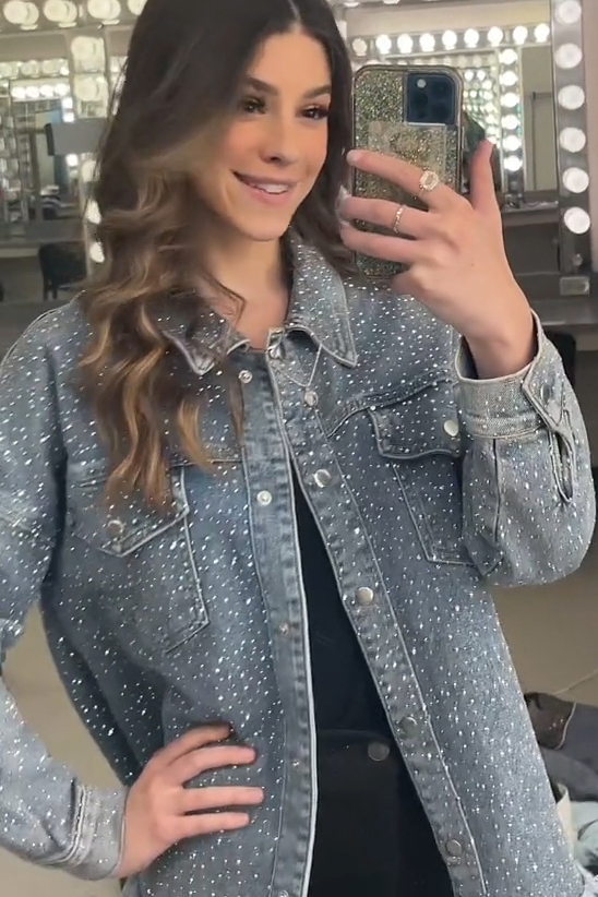 Women's Fashion Sparkling Rhinestone Denim Jacket