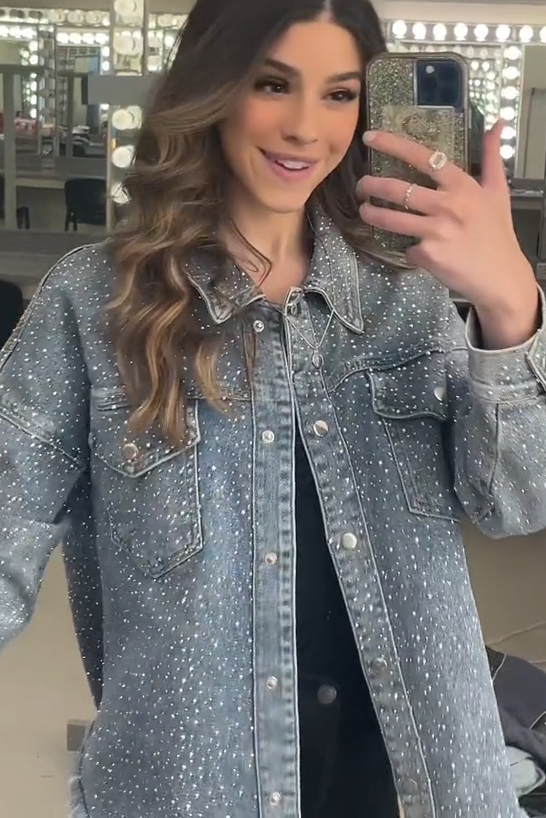 Women's Fashion Sparkling Rhinestone Denim Jacket