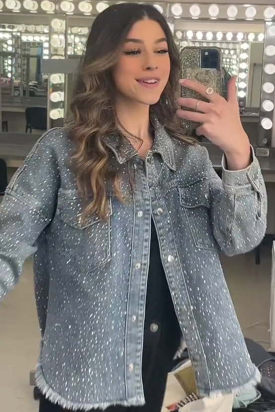 Women's Fashion Sparkling Rhinestone Denim Jacket
