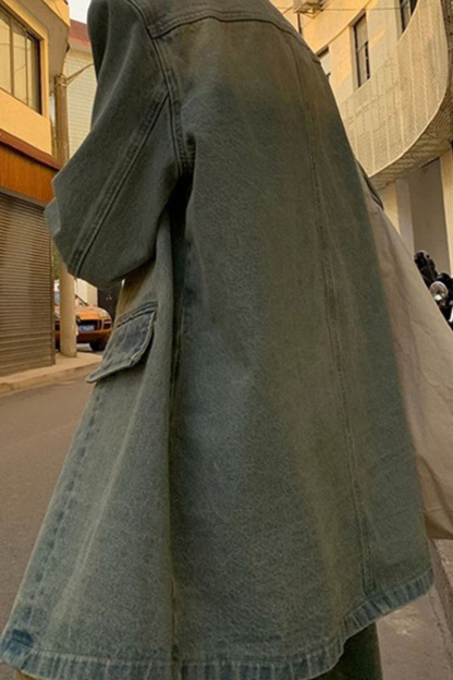 Women's Vintage Loose Fit Washed Denim Blazer