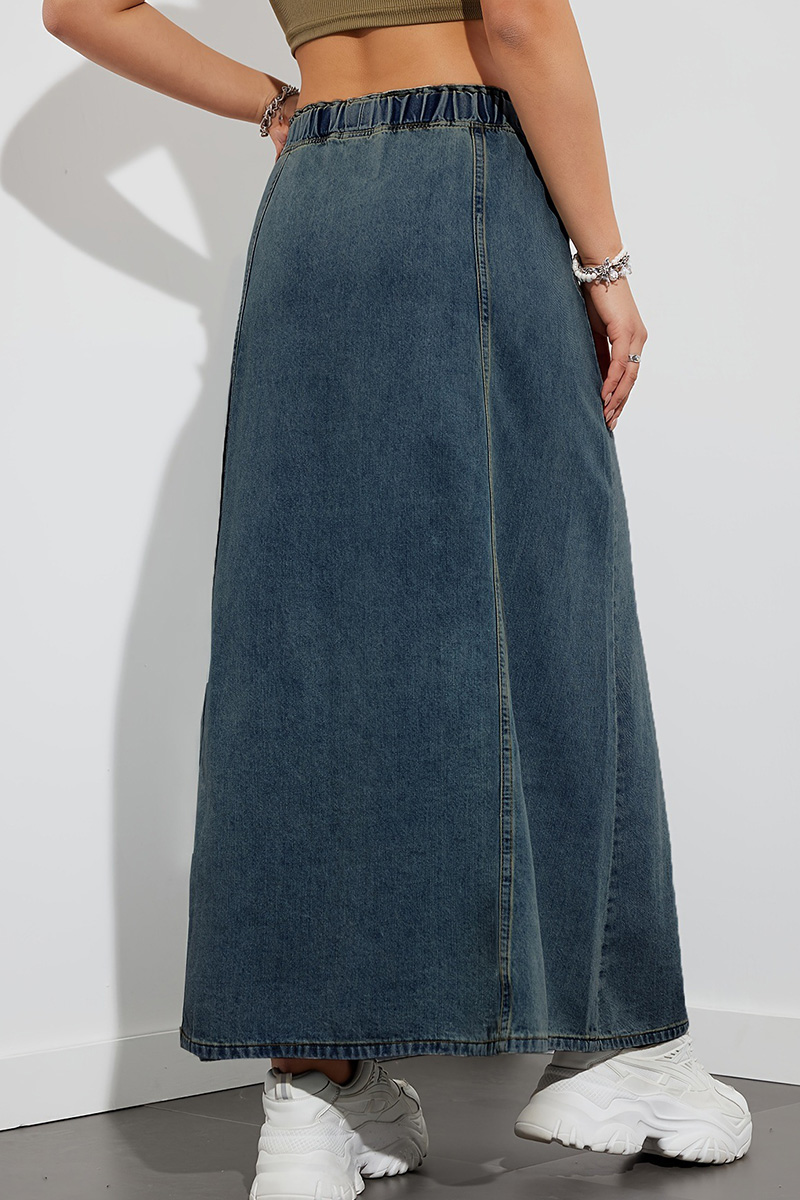 Women's Casual Elastic Waist Denim Skirt
