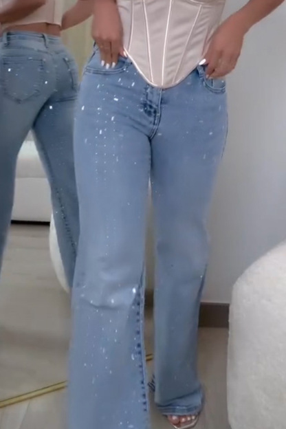 Women's Rhinestone Embellished Stretch Jeans