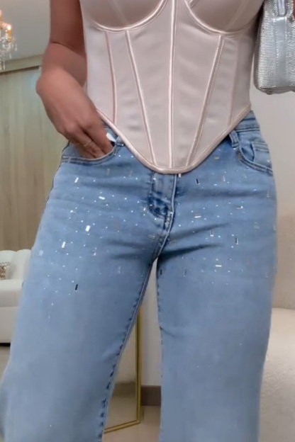 Women's Rhinestone Embellished Stretch Jeans